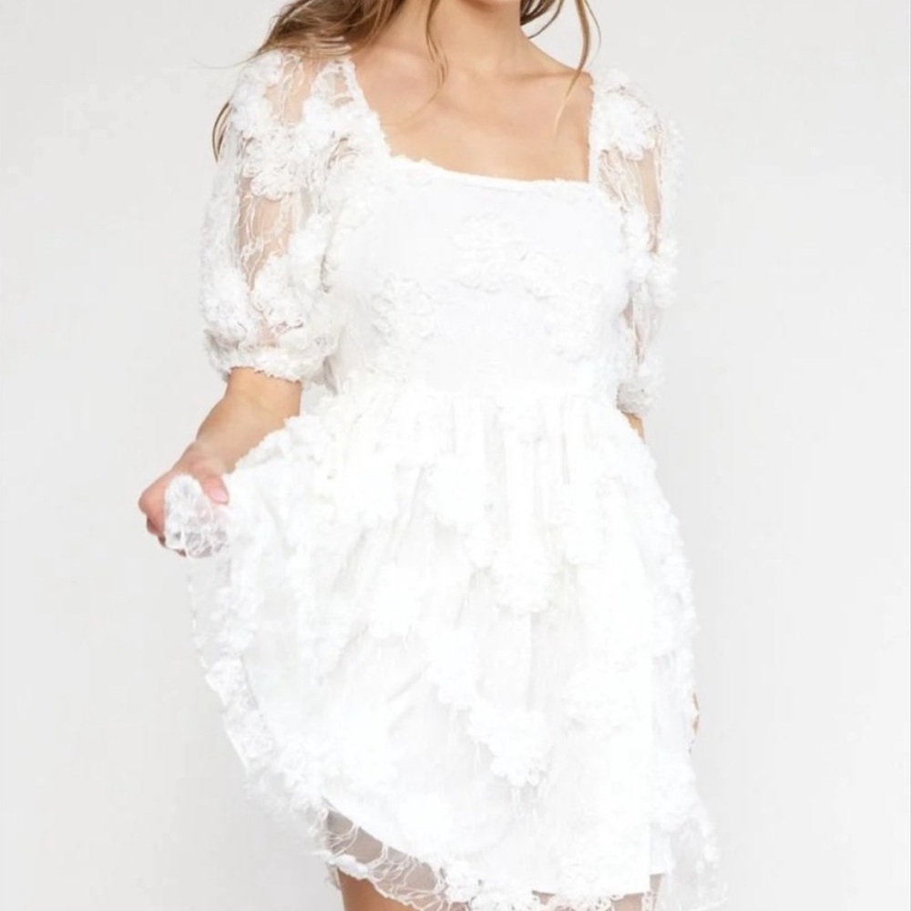White Floral Mini Dress
